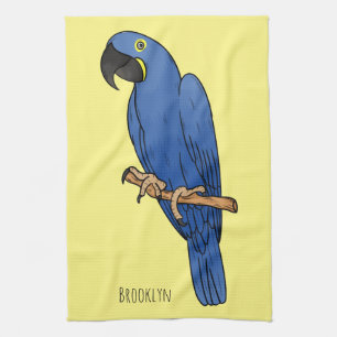 Tecknad av Hyacint macaw-fågel Kökshandduk