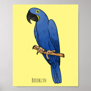 Tecknad av Hyacint macaw-fågel Poster