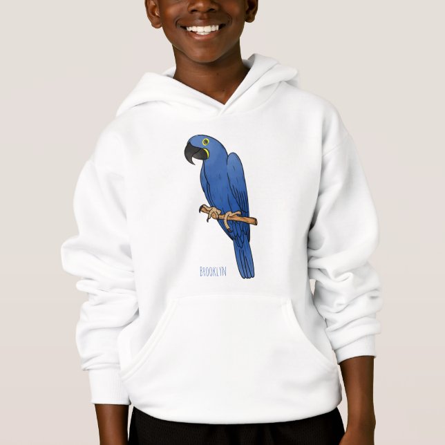 Tecknad av Hyacint macaw-fågel T Shirt (Framsida)