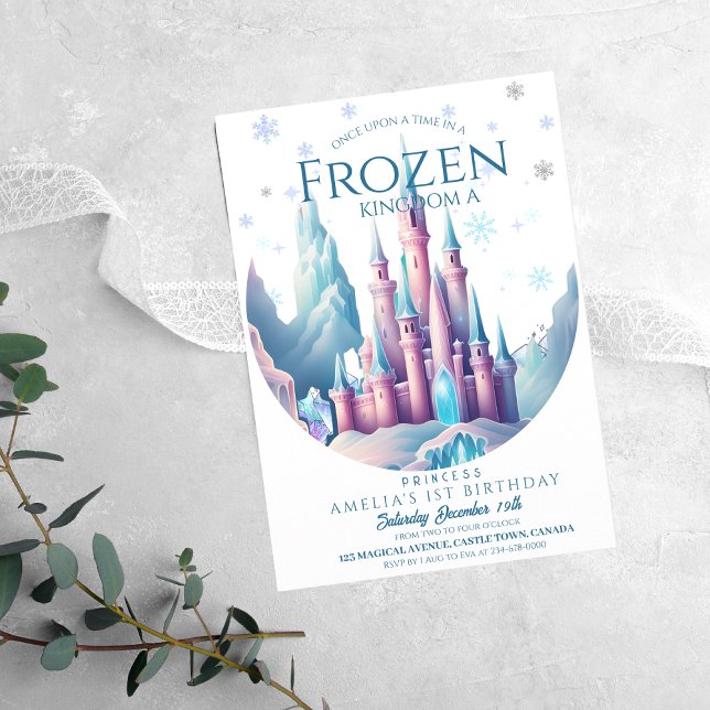 Tecknad av isdagsmat slott 1:a Party Inbjudningar (Skapare uppladdad)