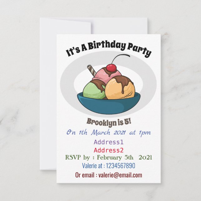 Tecknad av iskräm inbjudningar (Framsida)