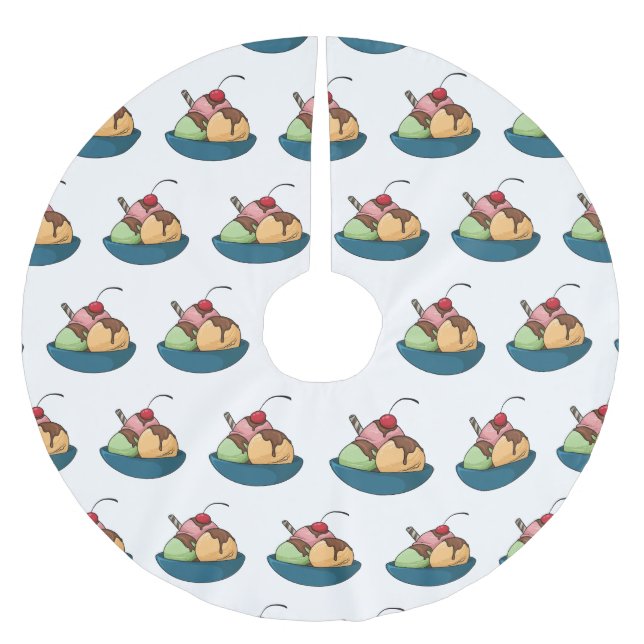 Tecknad av iskräm julgransmatta borstad polyester (Framsidan)