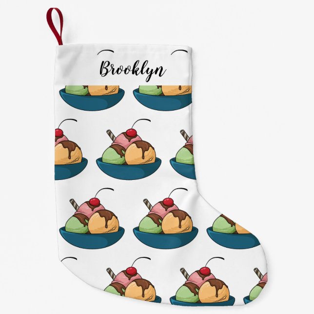 Tecknad av iskräm liten julstrumpa (Framsidan)