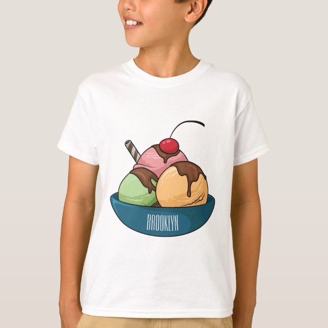 Tecknad av iskräm t shirt (Framsida)