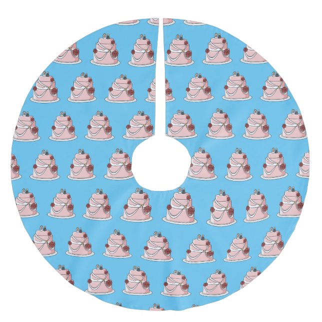 tecknad av kaka i bröllop julgransmatta borstad polyester (Framsidan)