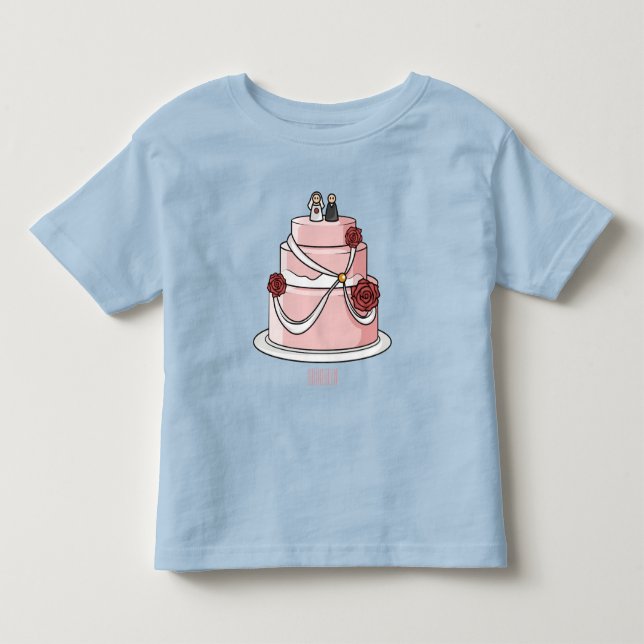 tecknad av kaka i bröllop t shirt (Framsida)