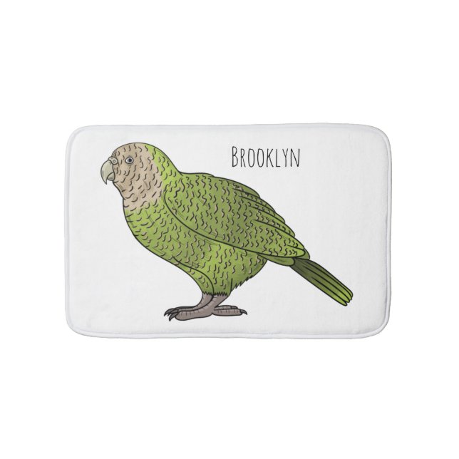 Tecknad av Kakapo-fågel Badrumsmatta (Framsidan)