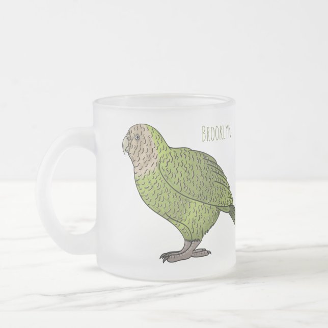 Tecknad av Kakapo-fågel Frostad Glasmugg (Vänster)