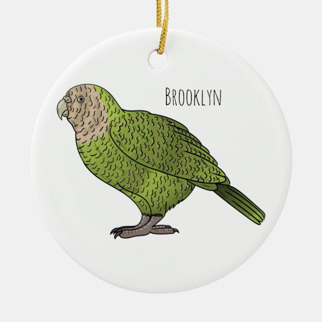 Tecknad av Kakapo-fågel Julgransprydnad Keramik (Framsidan)