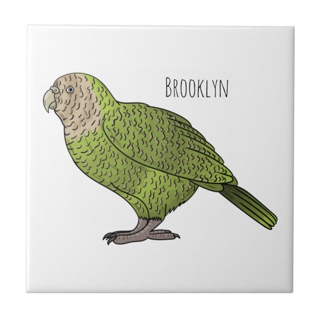 Tecknad av Kakapo-fågel Kakelplatta (Framsidan)