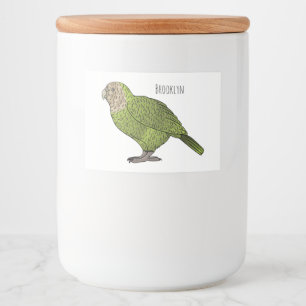 Tecknad av Kakapo-fågel Mat Etiketter