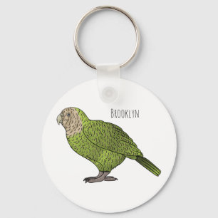 Tecknad av Kakapo-fågel Nyckelring