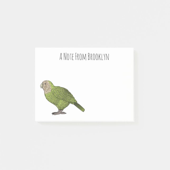 Tecknad av Kakapo-fågel Post-it Block (Framsida)