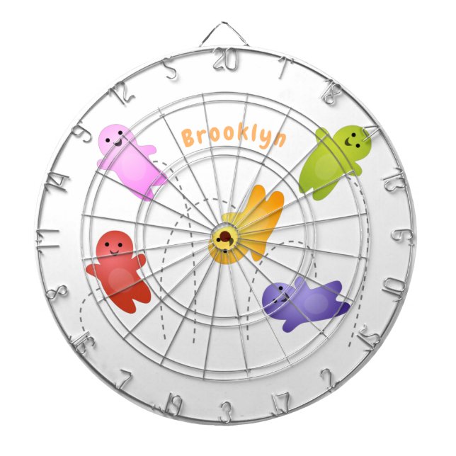 Tecknad av kandisockar av spädbarn i form av juteg darttavla (Framsidan)