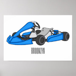 Tecknad av Kart-tävla Poster