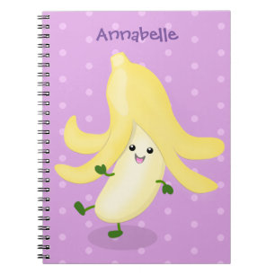 Tecknad av kawaii-bananer anteckningsbok