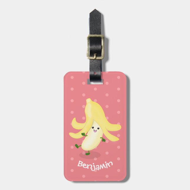 Tecknad av kawaii-bananer bagagebricka (Vertikal Framsida)