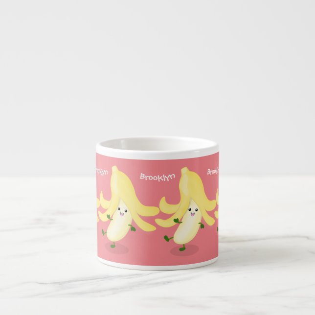 Tecknad av kawaii-bananer espressomugg (Framsidan)