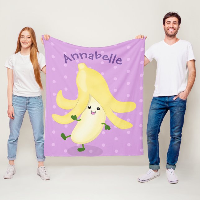 Tecknad av kawaii-bananer fleecefilt (På plats)