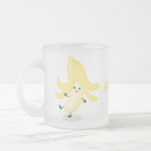 Tecknad av kawaii-bananer frostad glasmugg
