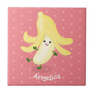 Tecknad av kawaii-bananer kakelplatta