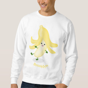 Tecknad av kawaii-bananer lång ärmad tröja