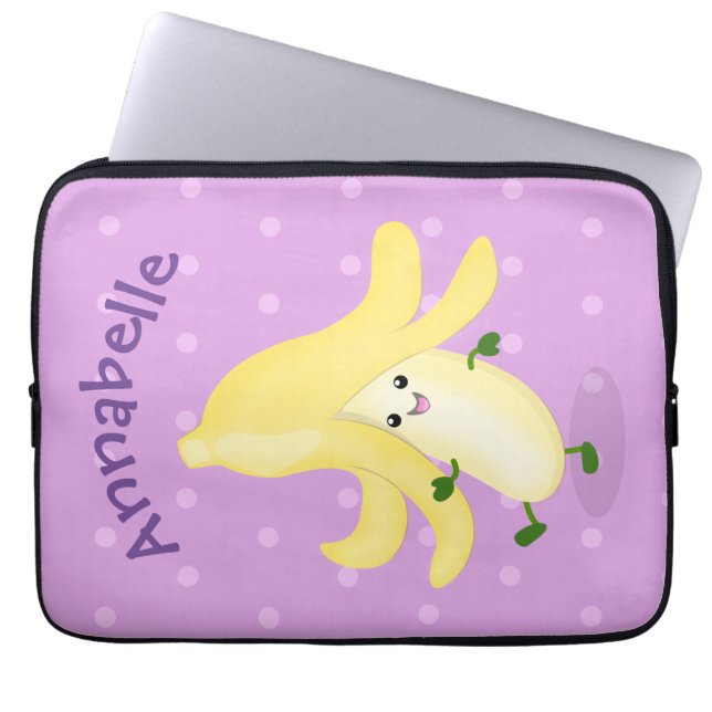 Tecknad av kawaii-bananer laptop fodral (Framsidan)
