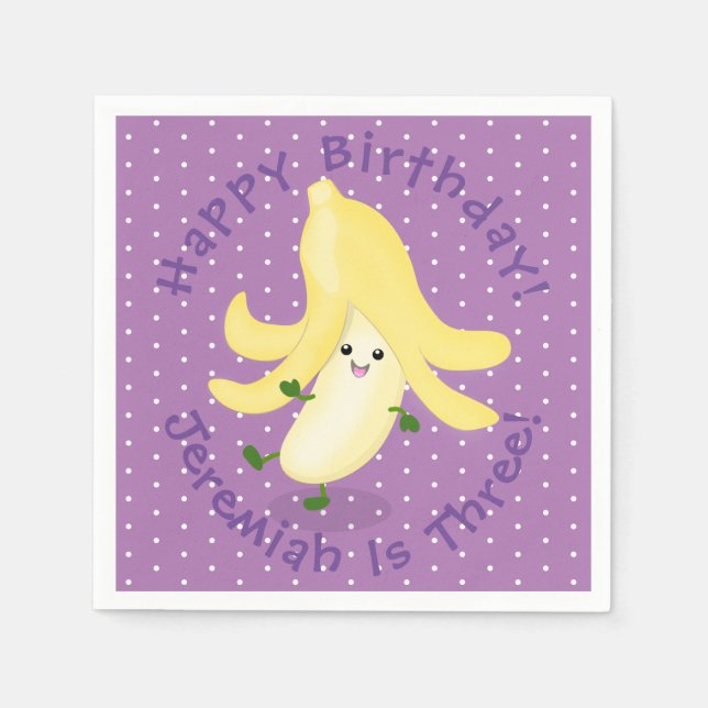 Tecknad av kawaii-bananer pappersservett (Framsidan)