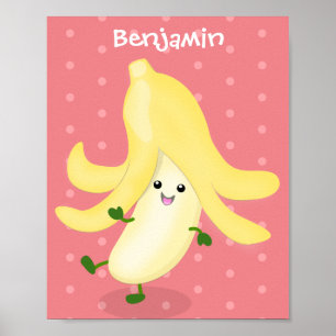 Tecknad av kawaii-bananer poster