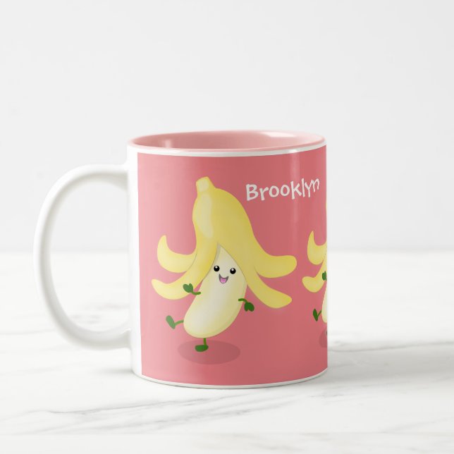 Tecknad av kawaii-bananer Två-Tonad mugg (Vänster)