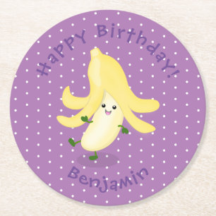 Tecknad av kawaii-bananer underlägg papper rund