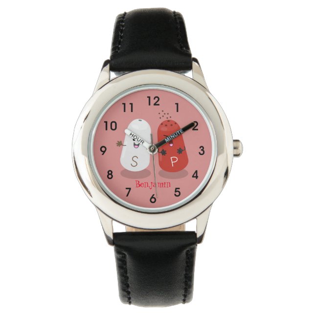 Tecknad av kawaii-salt och pepparskakare armbandsur (Framsida)