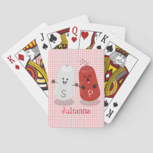 Tecknad av kawaii-salt och pepparskakare casinokort