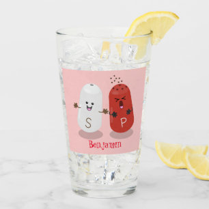 Tecknad av kawaii-salt och pepparskakare glaskopp