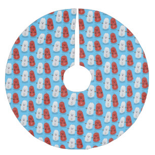 Tecknad av kawaii-salt och pepparskakare julgransmatta borstad polyester