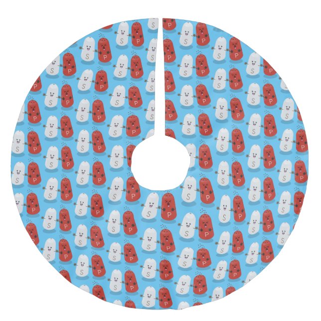 Tecknad av kawaii-salt och pepparskakare julgransmatta borstad polyester (Framsidan)