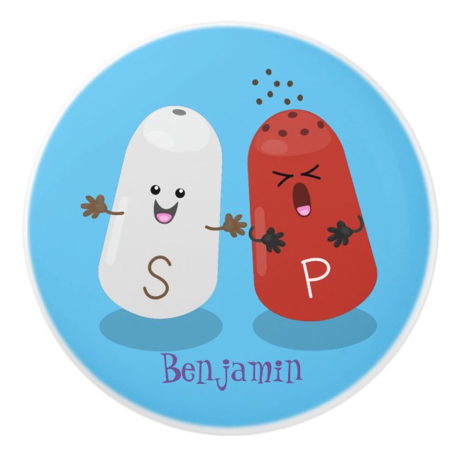 Tecknad av kawaii-salt och pepparskakare knopp (Framsidan)