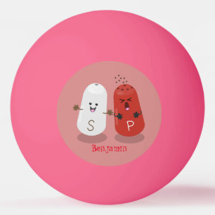 Tecknad av kawaii-salt och pepparskakare pingisboll