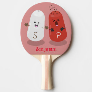 Tecknad av kawaii-salt och pepparskakare pingisracket