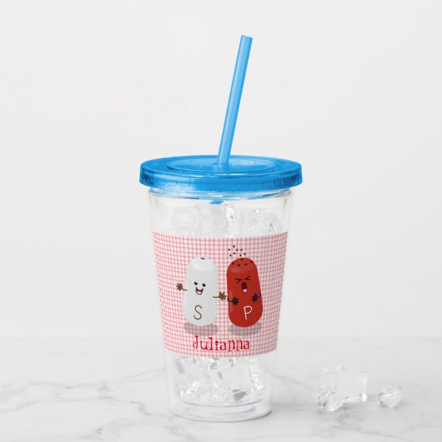 Tecknad av kawaii-salt och pepparskakare take away mugg (Baksida Ice)
