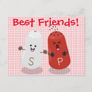 Tecknad av kawaii-salt och pepparskakare vykort