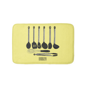 Tecknad av köksredskap badrumsmatta