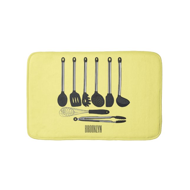 Tecknad av köksredskap badrumsmatta (Framsidan)