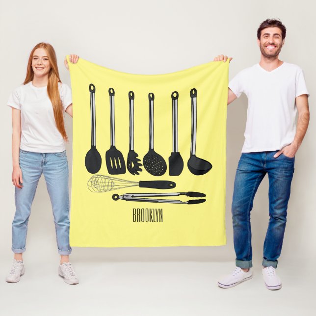 Tecknad av köksredskap fleecefilt (På plats)
