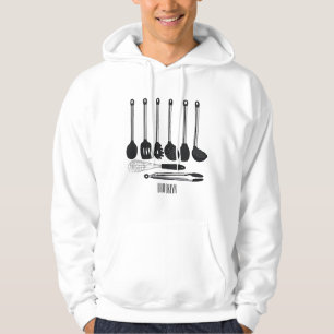 Tecknad av köksredskap hoodie