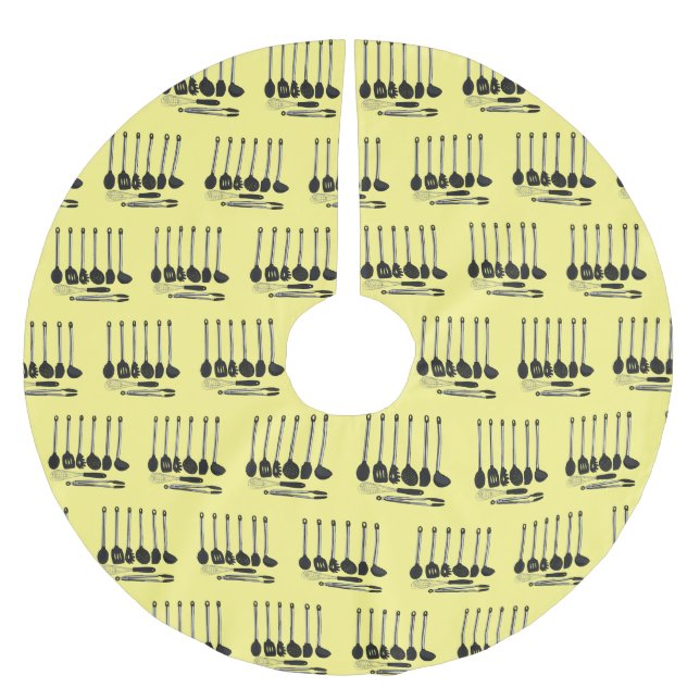 Tecknad av köksredskap julgransmatta borstad polyester (Framsidan)