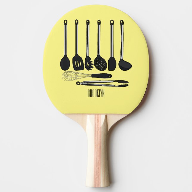 Tecknad av köksredskap pingisracket (Framsidan)