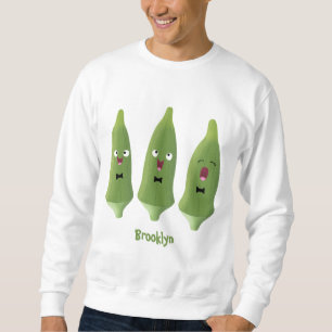 Tecknad av köksväxter för Cute singing Lång Ärmad Tröja