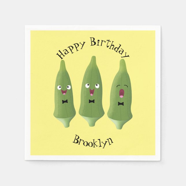 Tecknad av köksväxter för Cute singing Pappersservett (Framsidan)