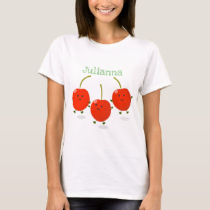 Tecknad av körsbär i Cute lycklig T Shirt